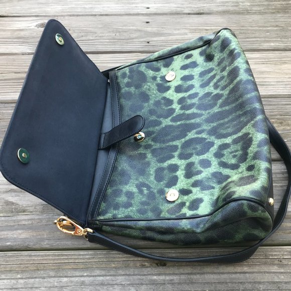 Dolce & Gabbana Women Handbag Green Animal Print M - Picture 6 of 14